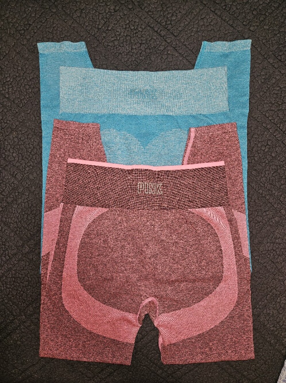PINK Victoria’s Secret Seamless Leggings Bundle Size M Blue/ Pink Knit 2 Pack